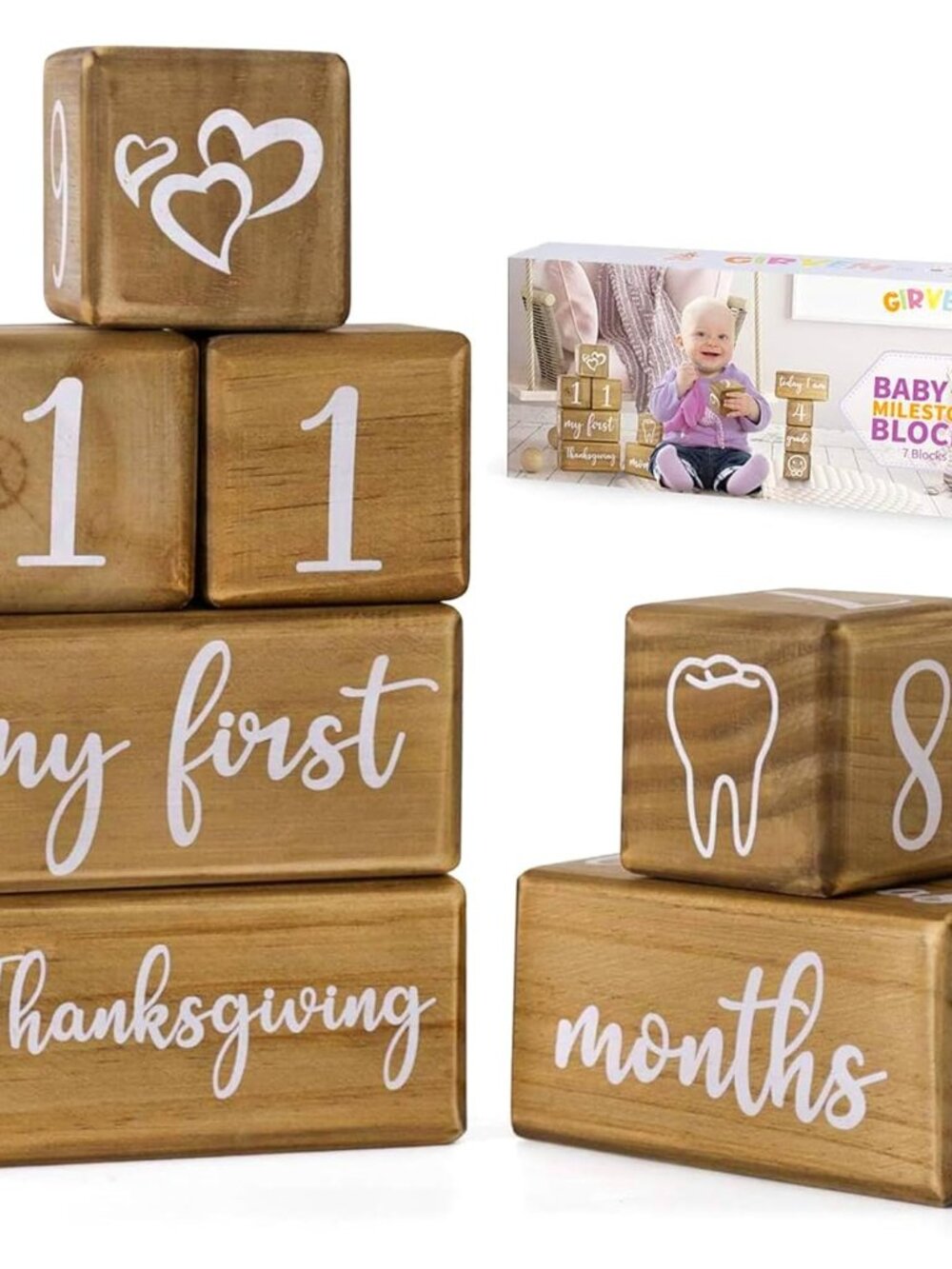 Baby Monthly Milestone Blocks for Boy or Girl, Milestones Age Photo Block Set fo